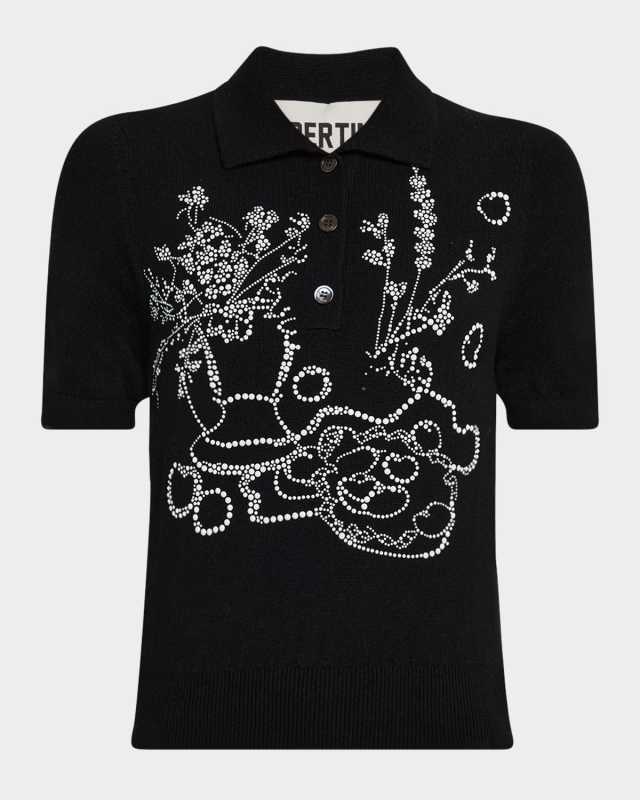 Still Life Embellished Cashmere Polo Sweater